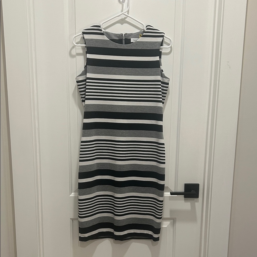 Striped Black and White Sleeveless Dress